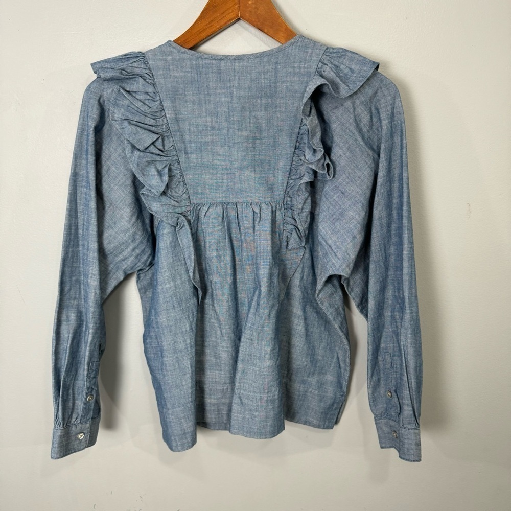 J.CREW Women’s Smock Blouse Top sz 4 Chambray # C142 - Picture 5 of 9